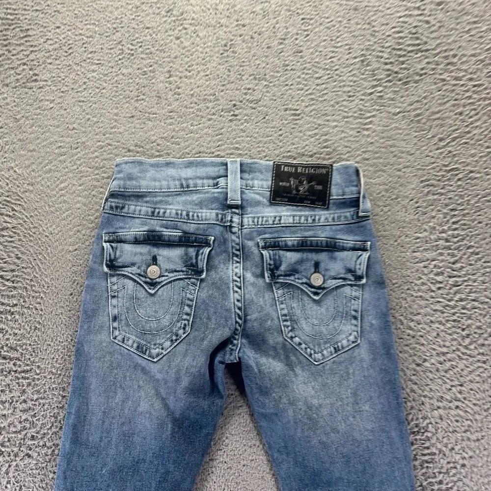 True Religion Rocco Jeans Mens 29x34 Blue Cotton Denim Skinny Relaxed Fit Faded